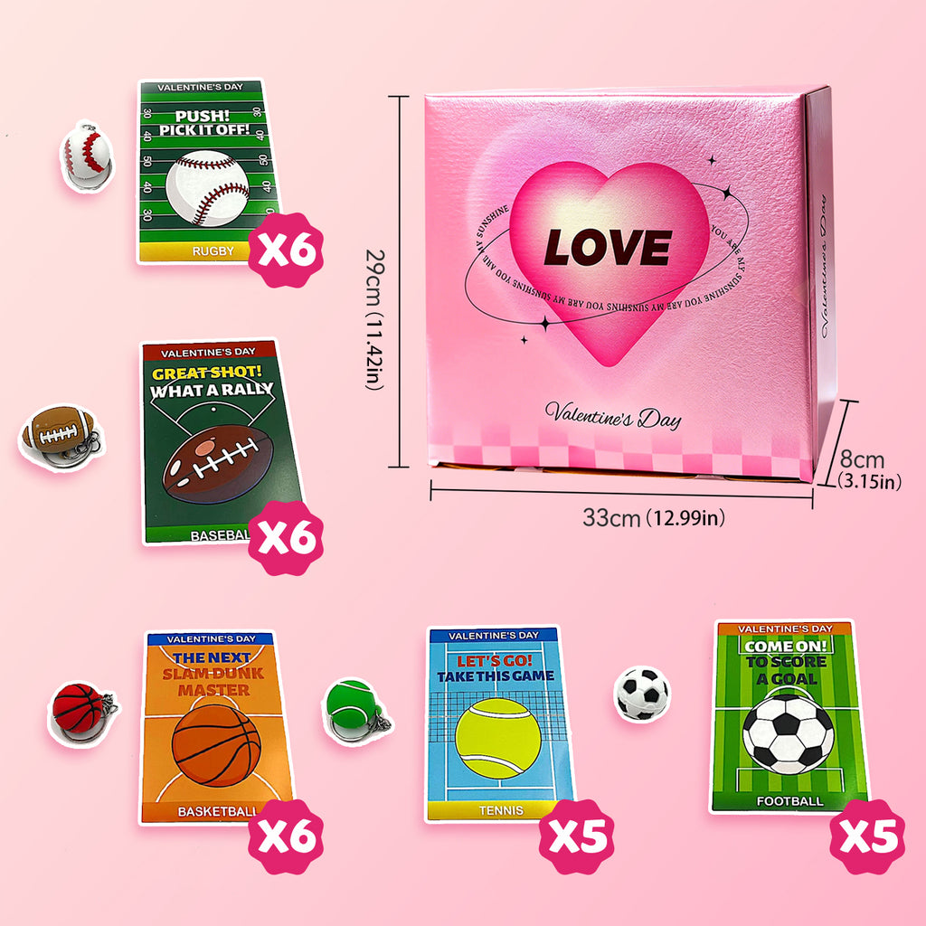 Valentines Gifts 24Pack Soprts ball keychain