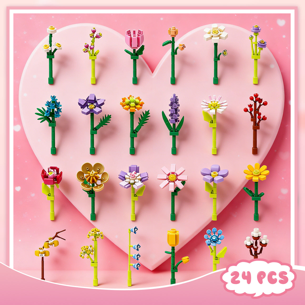 Flower Bouquet Building Blocks 24 kinds