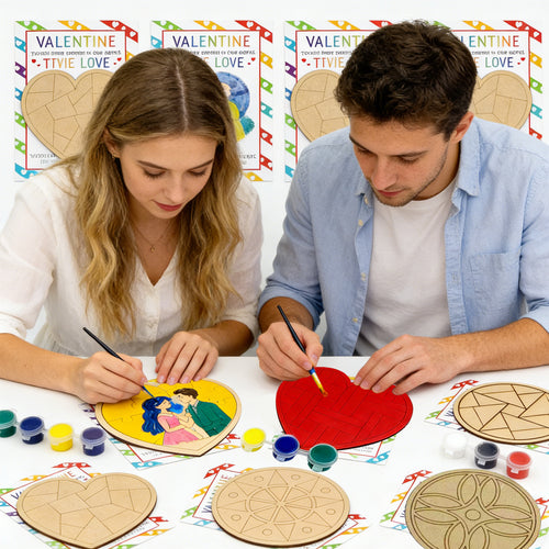 28 PCS Valentine Heart Mosaic wood coloring swatch