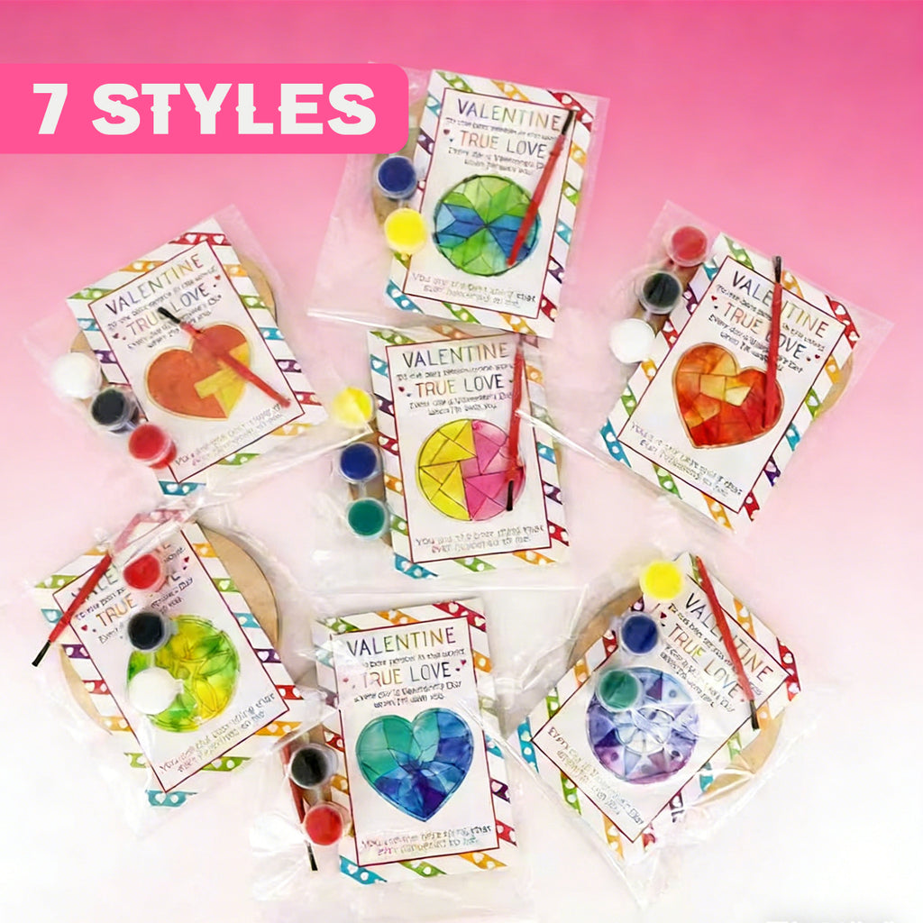 28 PCS Valentine Heart Mosaic wood coloring swatch