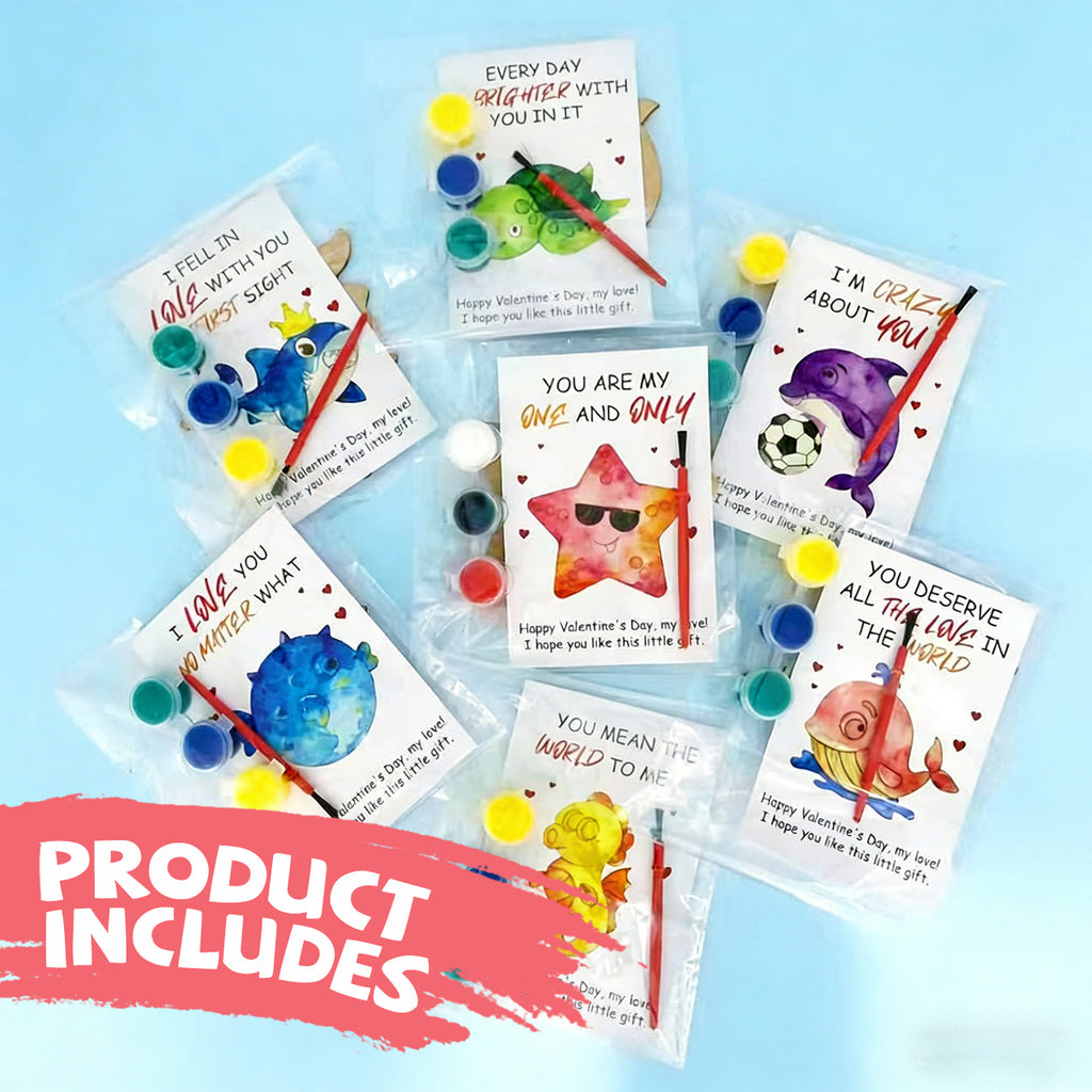 28 PCS Valentines Ocean Wood coloring swatch