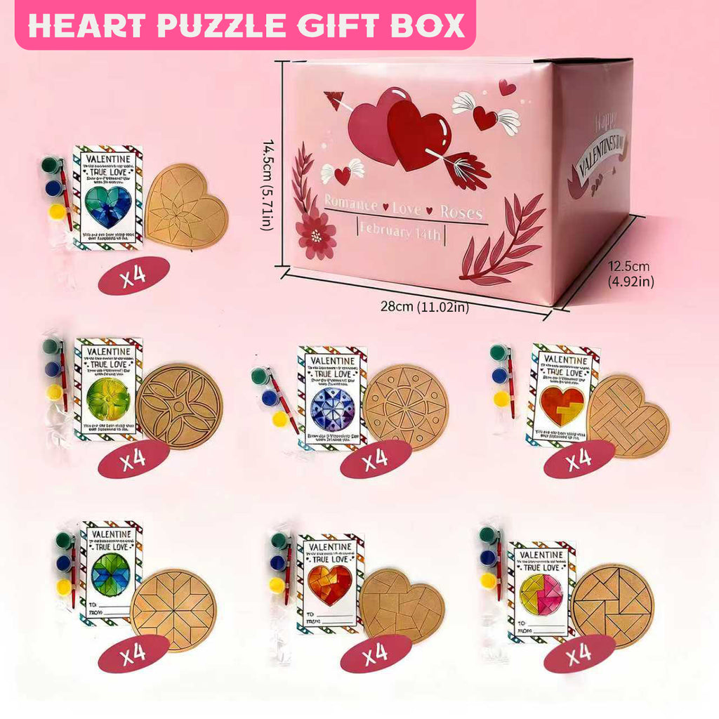 28 PCS Valentine Heart Mosaic wood coloring swatch