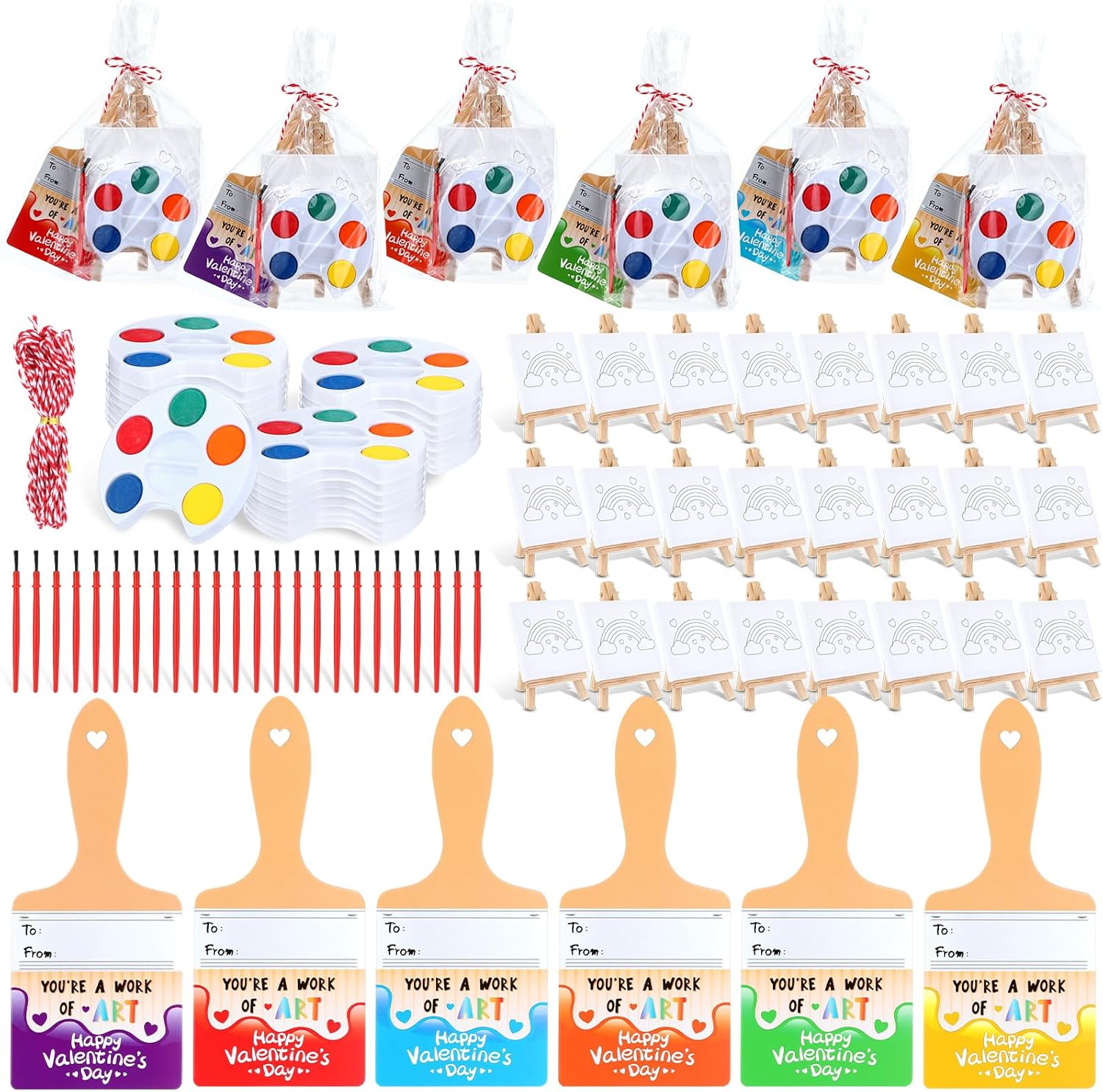 Skyygemm Wooden Easel Watercolor Paints Brush