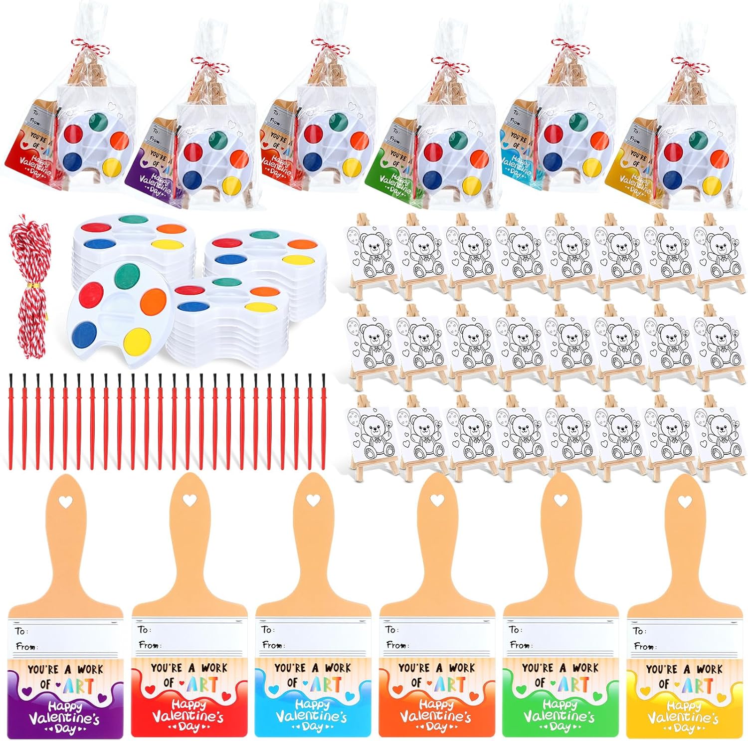 Skyygemm Wooden Easel Watercolor Paints Brush